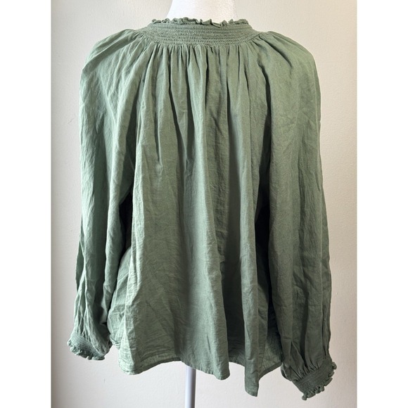 Old Navy Women's XL Tall Linen-Blend Tie-Shoulder Cropped Cami In Sage Green - Picture 2 of 7